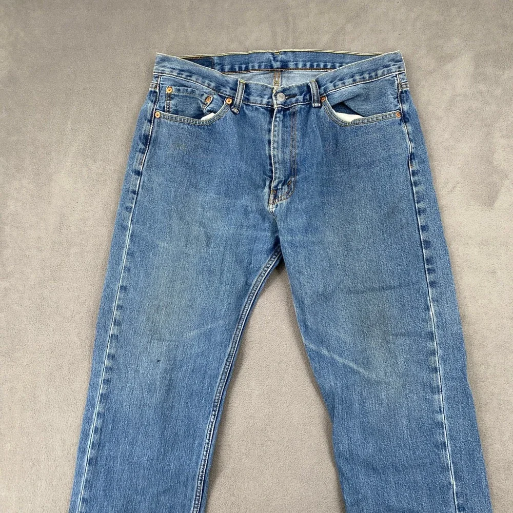 Levis 505 Regular Fit Mens Jeans 36x32 Medium Wash Straight Leg Blue Denim 8046
